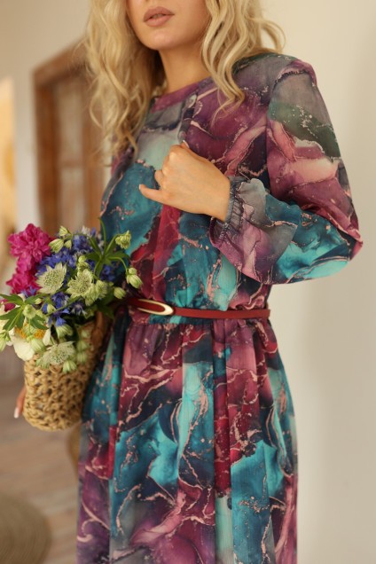Платье 9568 розово-бирюзовый Amori