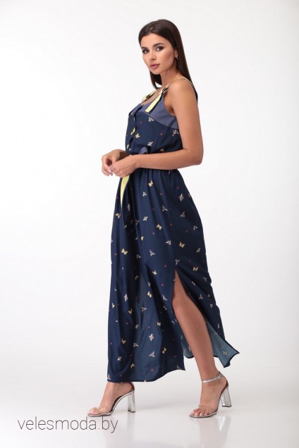 Платье 710 синий+бабочки ANASTASIA MAK