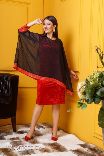 Комплект с платьем 327 черный+красный Anastasia