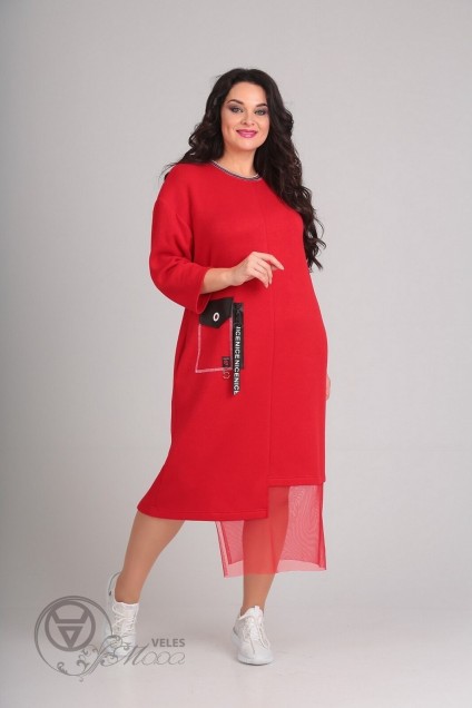 Платье 0084 красный Andrea Style