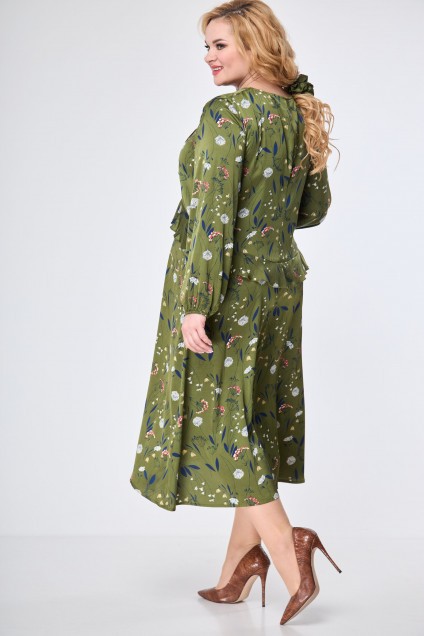 Платье 1097 зеленый + цветы Anelli