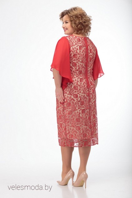 Платье 347 красные тона+шифон и кружево Anelli