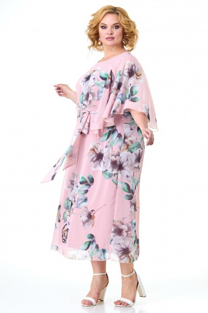 Платье 679 розовый + серый Anelli