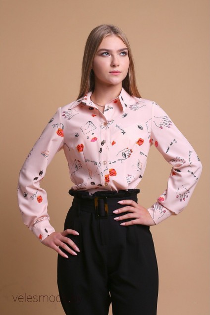 Рубашка 120-19 розовый+принт AnnLine