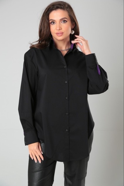 Рубашка 8315 черный + фиолетовый BLISS