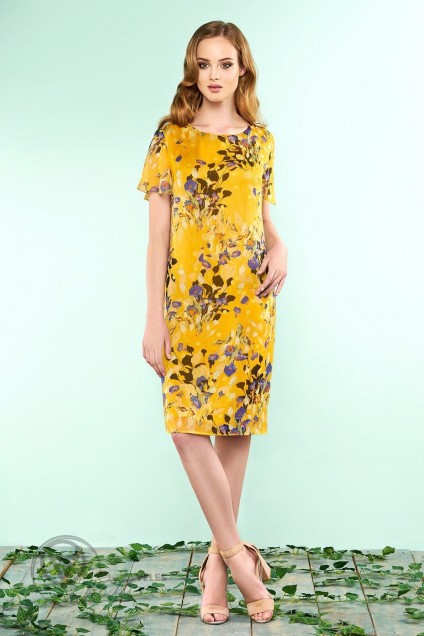 Платье 3217 желтый+цветы Bazalini