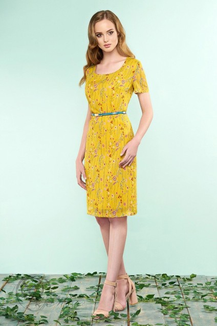 Платье 3220 желтый+цветы Bazalini