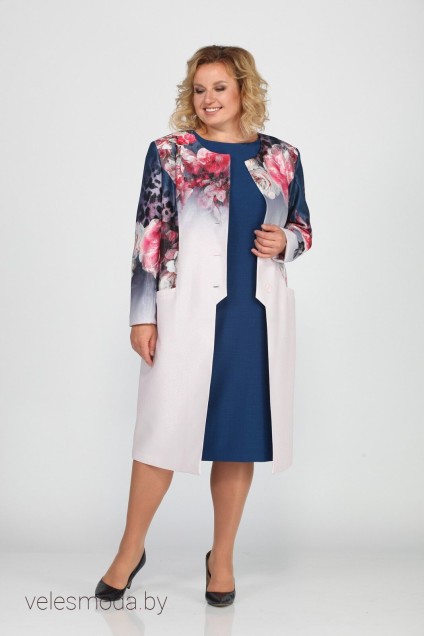 Комплект с платьем 15-125 синий+нежно-розовый Bonna Image