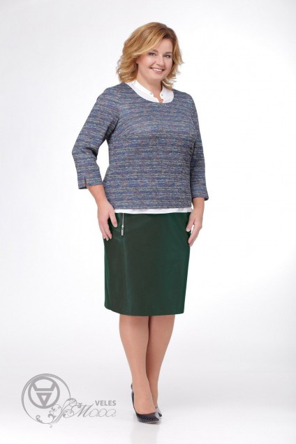 Костюм с юбкой 368 зеленая юбка Bonna Image