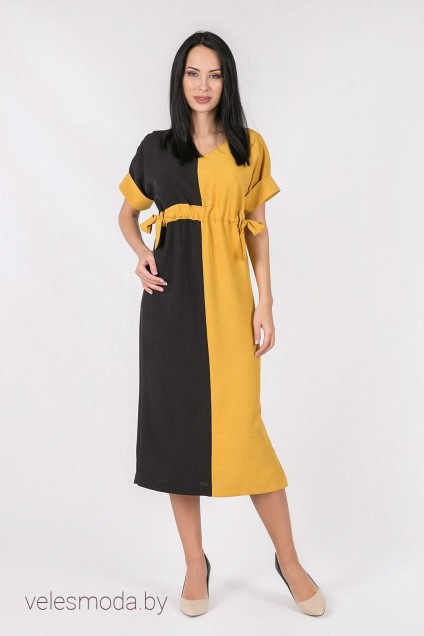 Платье 1503 черный+желтый Daloria