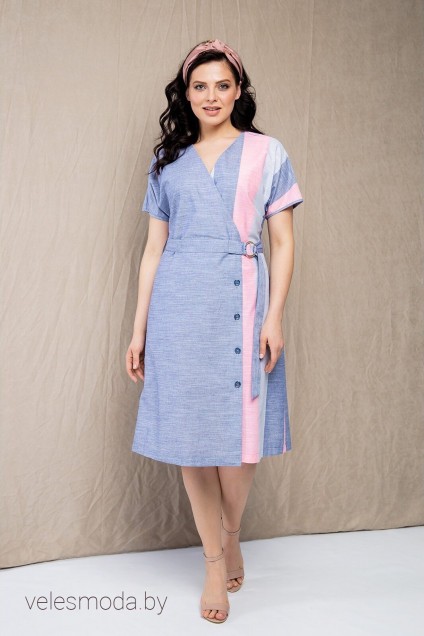 Платье 1574 голубой+розовый Daloria