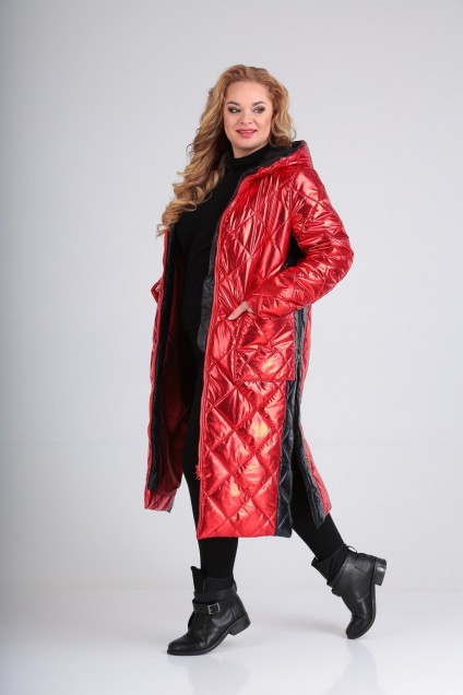 Пальто 1603 красный Diamant
