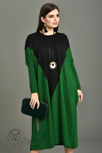 Платье 1004 зеленый+черный Diva