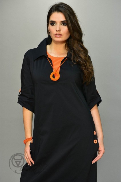 Платье 1005 черный+оранжевый Diva