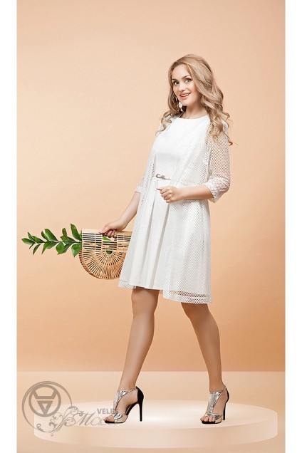Комплект с платьем 971 белый+мелкий горошек Diva