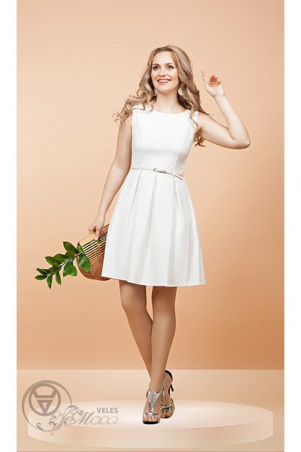 Комплект с платьем 971 белый+мелкий горошек Diva