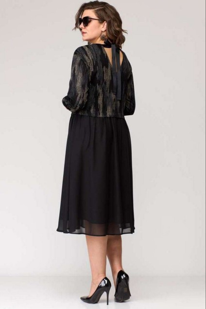 *Платье 7084-2 черный + принт EVA GRANT