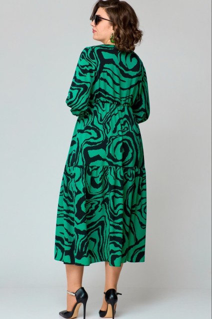 Платье 7235 зелень принт EVA GRANT