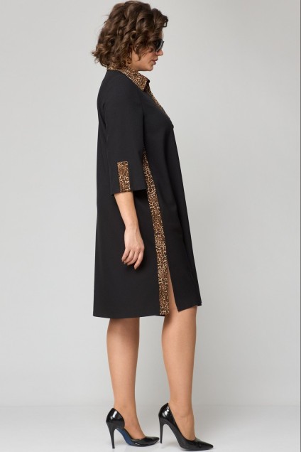 *Платье 7322 черный + леопард EVA GRANT