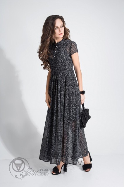 Платье 319 черный+мелкий горох ElPaiz