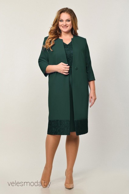 Костюм с платьем 21-675 зеленый  Elga