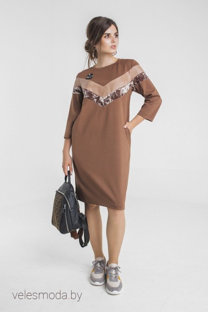 Платье 1720 коричневый Elletto
