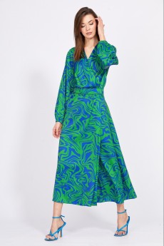 Платье 2401 зеленый + василек EOLA
