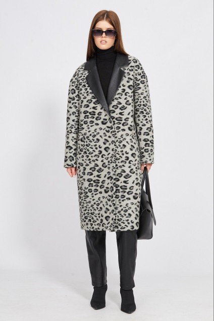 Пальто 2448 серый леопард EOLA