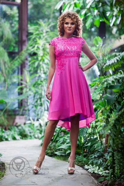 Платье 193 розовый+сиреневый Euro Moda