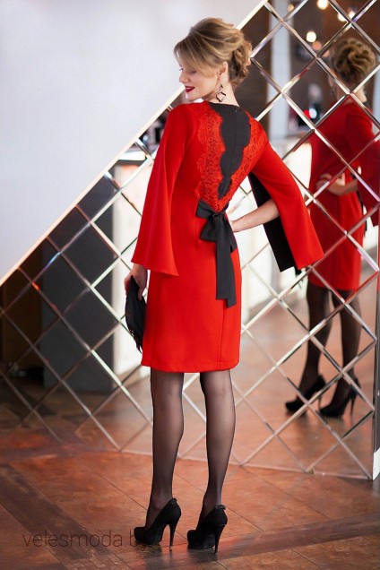 Платье 197-1 красный Euro Moda