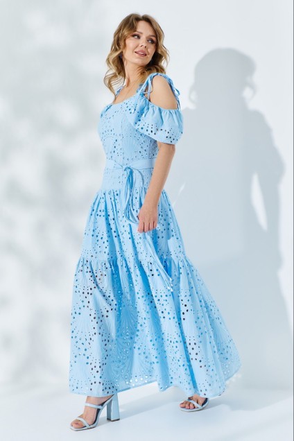 Платье-сарафан 524 голубой Euro Moda