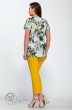 Костюм брючный 1204 цветы на мятном фоне+желтые брюки Deesses