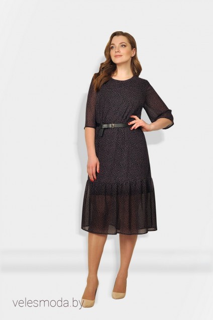Платье 669 черный+фиолетовый горох Fortuna. Шан-Жан