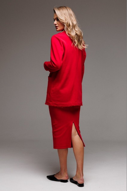 Костюм с юбкой f7065-11-02 красный GO wear
