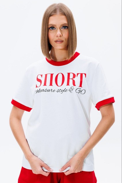 Костюм с шортами f8006-01-01(P11-02) белый + красный GO wear
