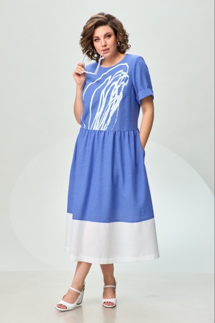 Платье 4071 голубой + белый INVITE