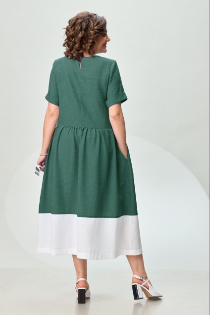 Платье 4071 зеленый + белый INVITE