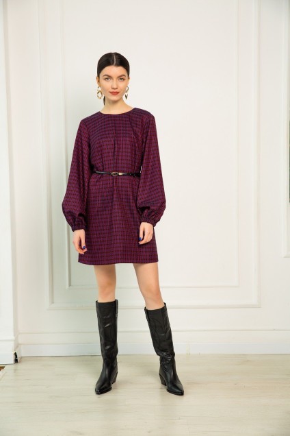 Платье 1071 красный + черный + фиолетовый Ivera collection