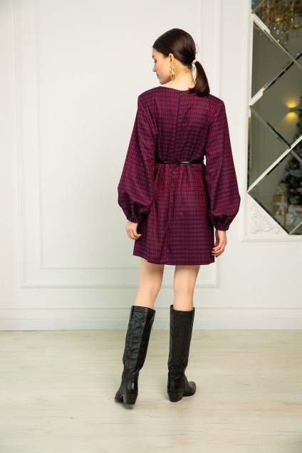 Платье 1071 красный + черный + фиолетовый Ivera collection
