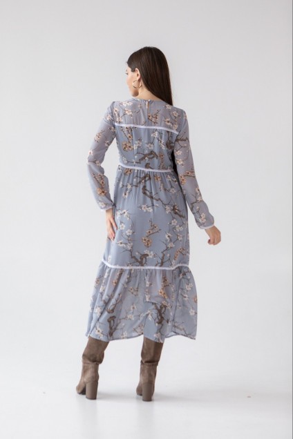 Платье 1084 серо-голубой Ivera collection