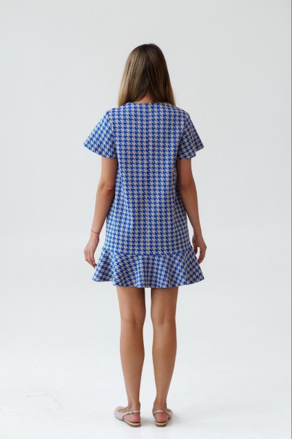 Платье 1130 бежевый + синий Ivera collection