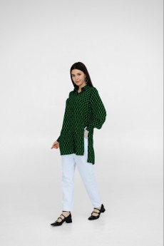 Блузка 5058L черный + зеленый Ivera collection