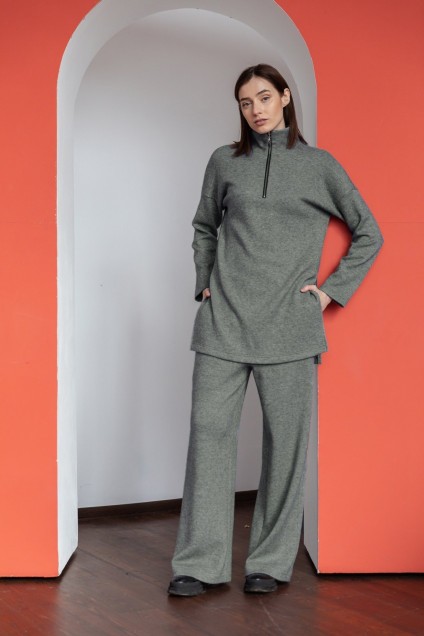 Спортивный костюм  6022 серый + хаки Ivera collection