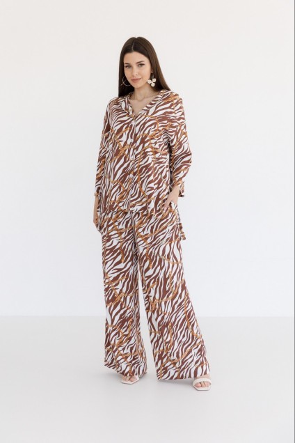 Пижама 6033 белый  + коричневый Ivera collection