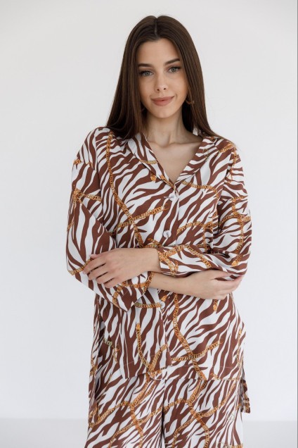 Пижама 6033 белый  + коричневый Ivera collection