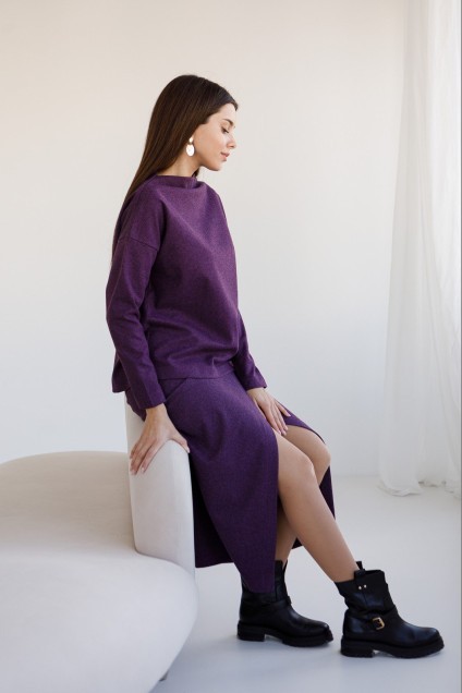 Костюм с юбкой 6036 фиолетовый + черный Ivera collection