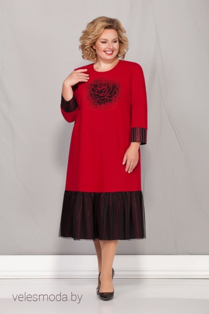 Платье 1670-1 красный Ивелта Плюс