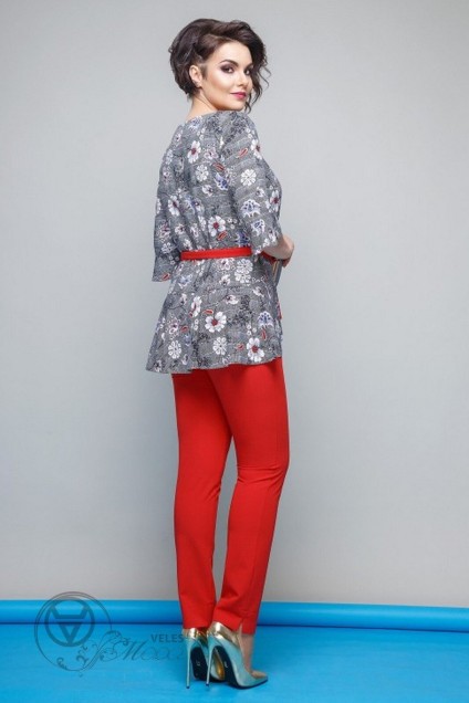 Костюм брючный 1804 красные брюки JeRusi