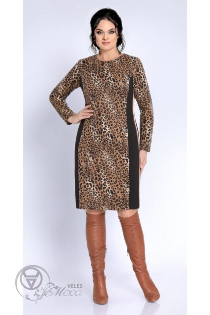 Платье 1731 леопард+черный вставки Jersey (Джерси)