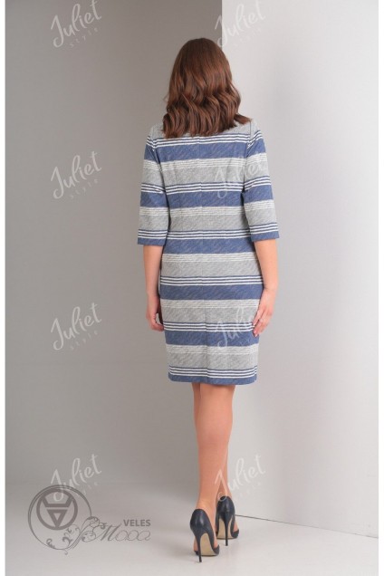 Платье 103-4 сине-серый Juliet